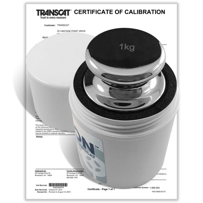PROCISION 1kg Weight, 316L SS, OIML F1 Accuracy +/- 5.0 mg, with Calibration Certificate