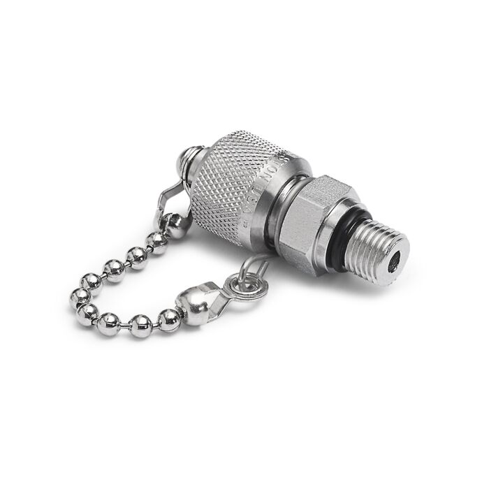 Ralston Instruments QTFT-3SS0 Male Quick-test Outlet Port with Cap & Chain, Stainless Steel