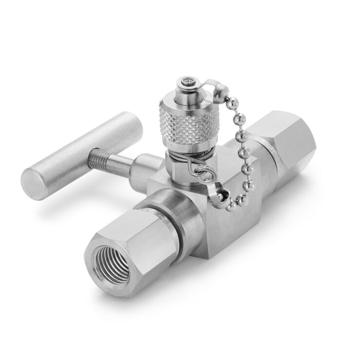 Ralston Instruments QTVF-000S-2F-2F Quick-test Valved Fitting, 1/4" NPTF x 1/4" NPTF, Stainless Steel