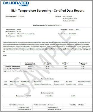 Elevated Skin Temperature Measurement Sample Data Report